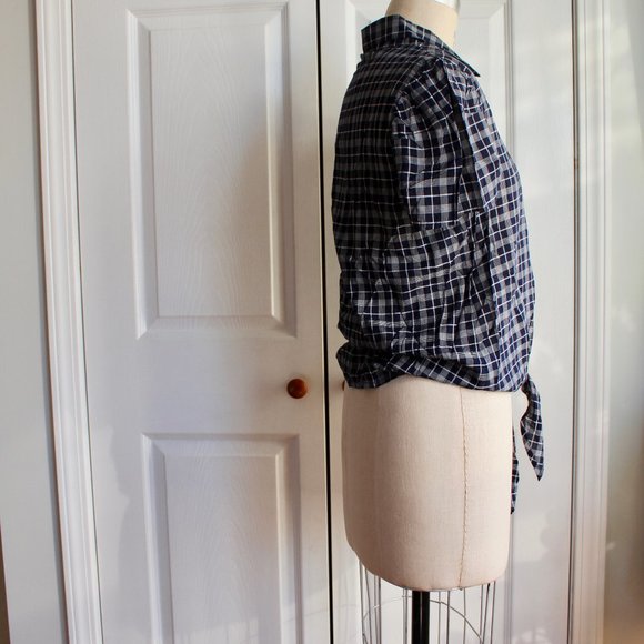 NWT Paper Crown Plaid for Anthropologie Tie Front Button Down Blouse Size M - Picture 3 of 14
